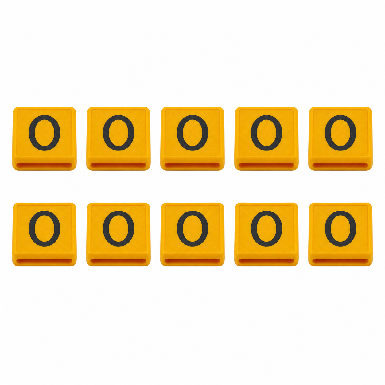 Kokernummers 0 t/m 9 - 10 stuks per nummer - Geel/Zwart - Kunststof veenummers - 40 x 40 mm