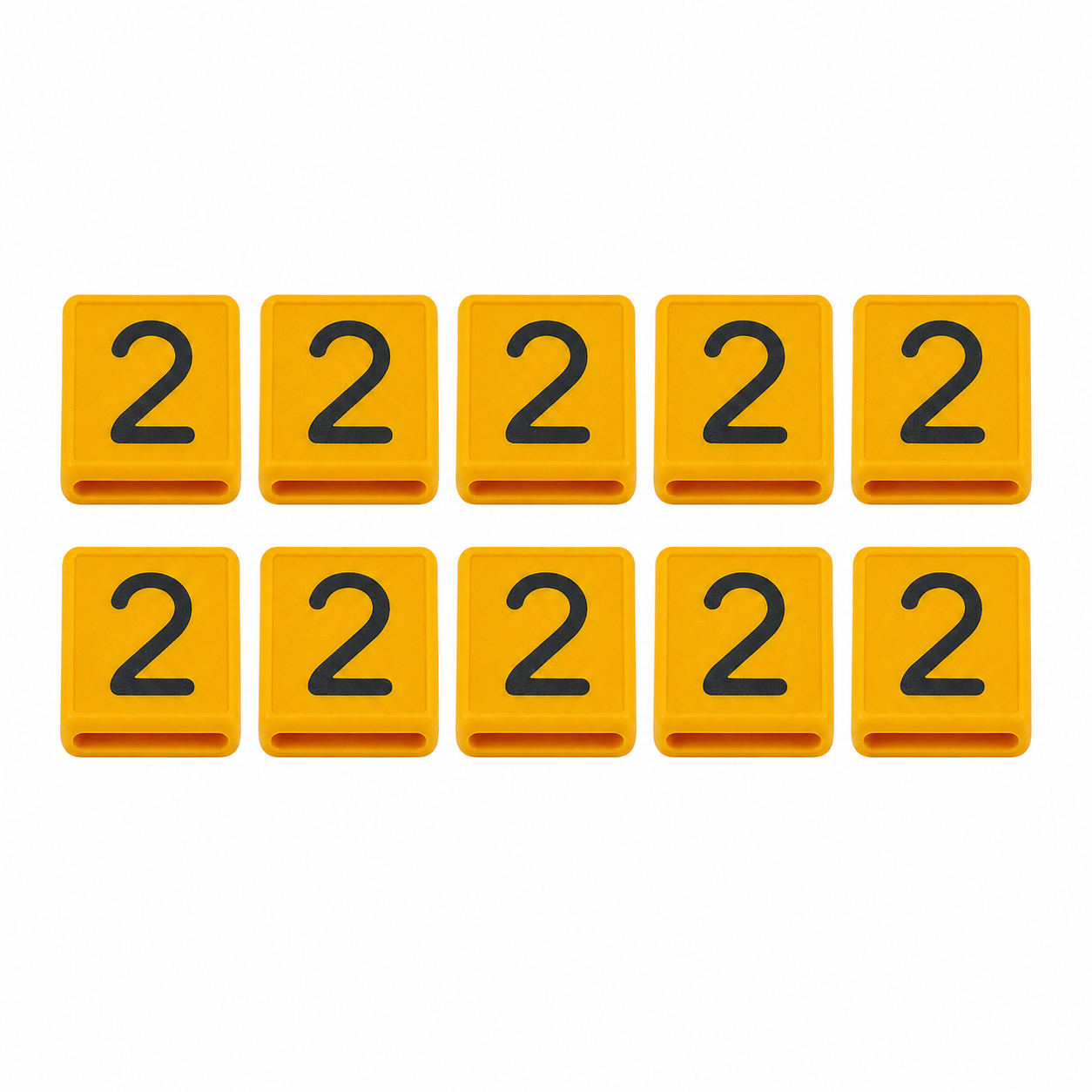 Kokernummers 0 t/m 9 - 10 stuks per nummer - Geel/Zwart - Kunststof veenummers - 40 x 40 mm