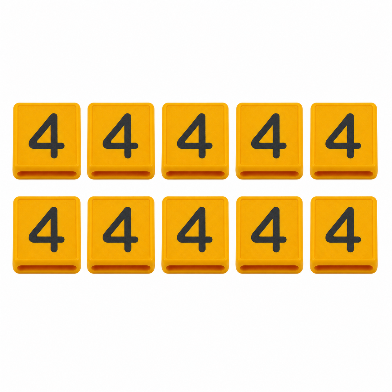 Kokernummers 0 t/m 9 - 10 stuks per nummer - Geel/Zwart - Kunststof veenummers - 40 x 40 mm
