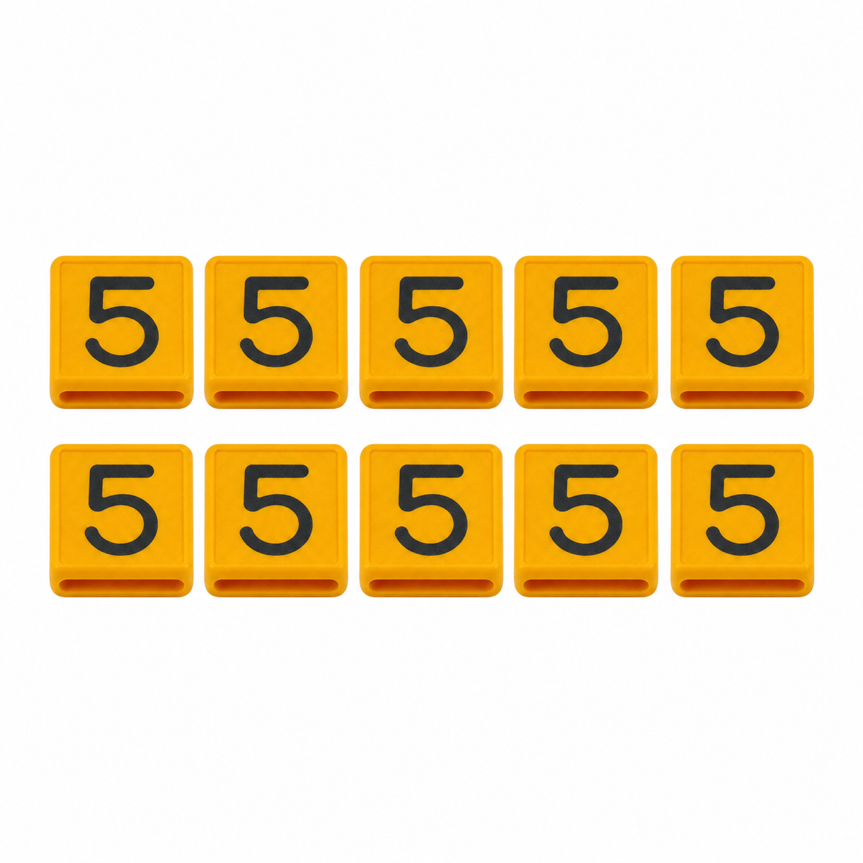 Kokernummers 0 t/m 9 - 10 stuks per nummer - Geel/Zwart - Kunststof veenummers - 40 x 40 mm