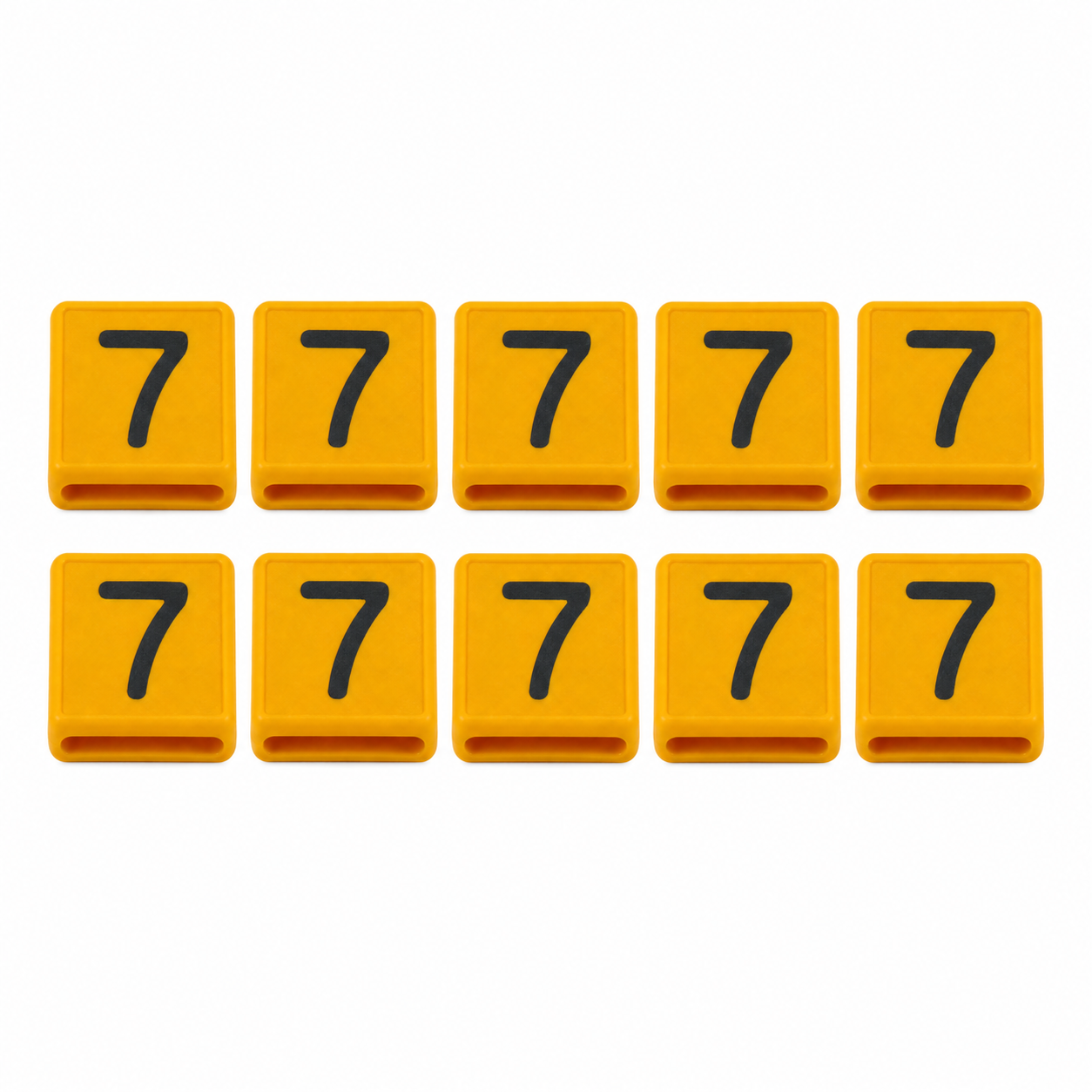 Kokernummers 0 t/m 9 - 10 stuks per nummer - Geel/Zwart - Kunststof veenummers - 40 x 40 mm