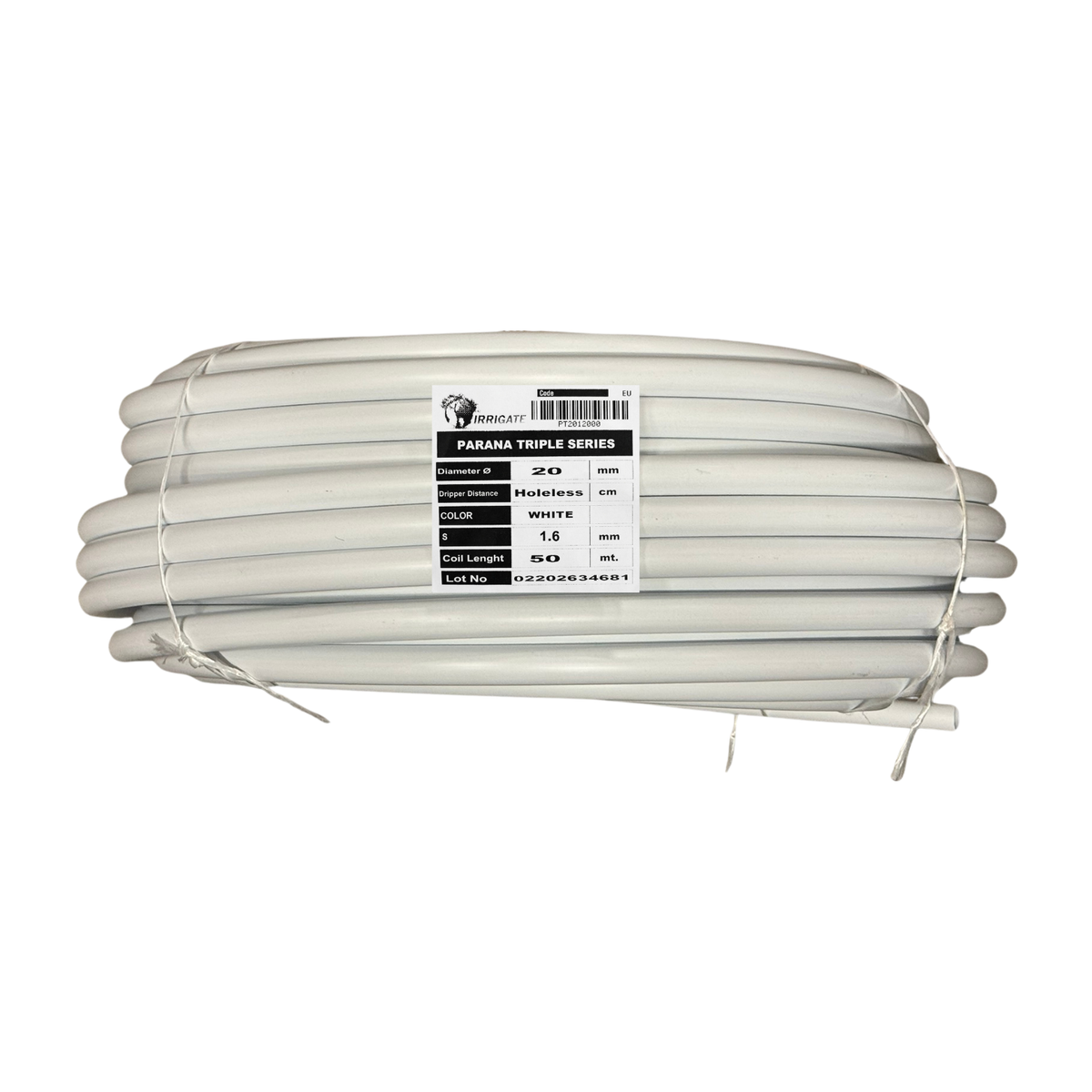 Irrigate PE-slang – Ongeperforeerd – Ø20 mm & Ø25 mm – 3-laags wit/zwart/wit