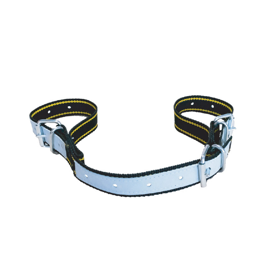 Anti-spreidband voor koeien - verstelbare anti-spagaatband 130 cm - zwart/geel - 40 mm breed - leer versterkt