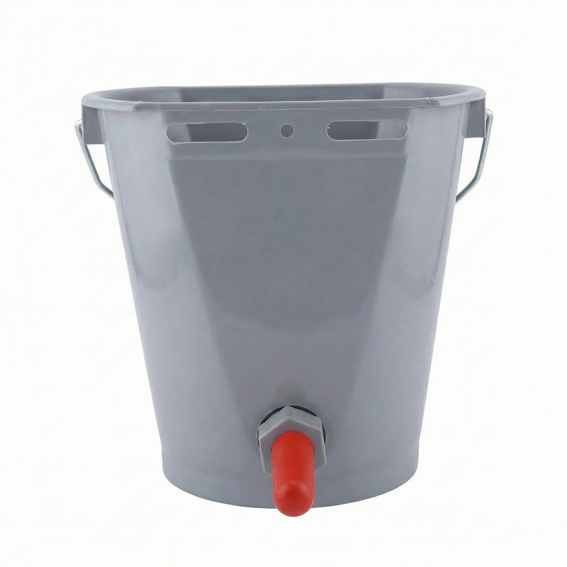 Kalverdrinkemmer - 8 liter - Emmer - Grijze afgevlakte Emmer voor kalfjes
